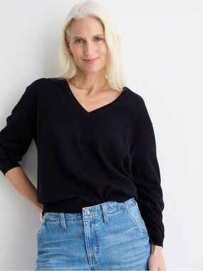 J.Crew 100% Cashmere V-Neck Sweater Black Women’s XL